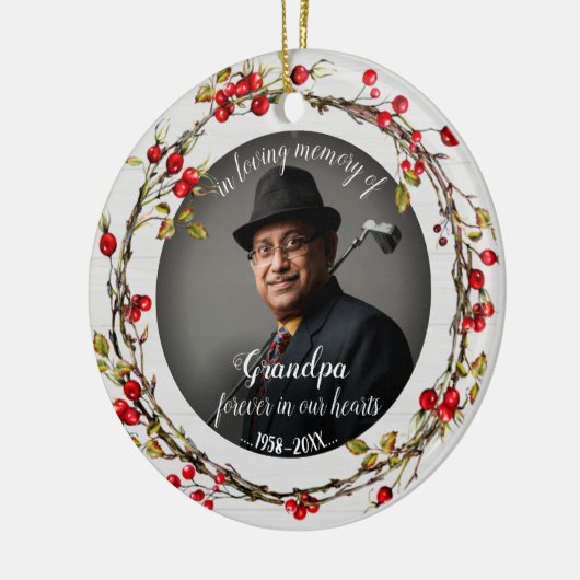 In Love Gedächtnis des Großvaters Rustikale Kranz- Keramik Ornament (Links)