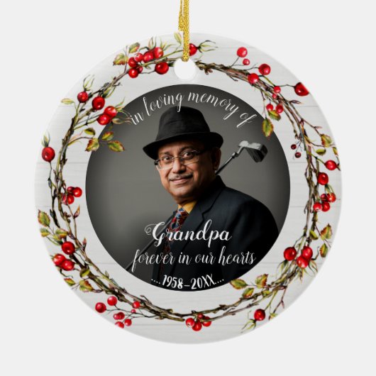 In Love Gedächtnis des Großvaters Rustikale Kranz- Keramik Ornament (Hinten)