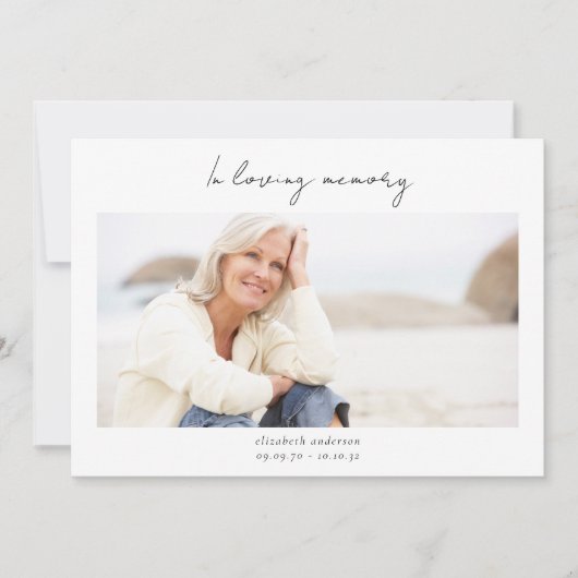 In Love Memory 2 Foto Beileid Dankeskarte (Vorderseite)