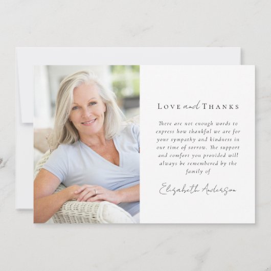 In Love Memory 2 Foto Beileid Dankeskarte (Rückseite)