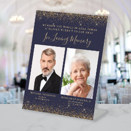 In Love Memory 2 Foto Dark Blue Gold Hochzeit Sockelschild