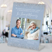 In Love Memory 2 Foto Dusty Blue Silver Wedding Sockelschild