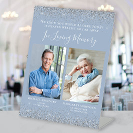 In Love Memory 2 Foto Dusty Blue Silver Wedding Sockelschild