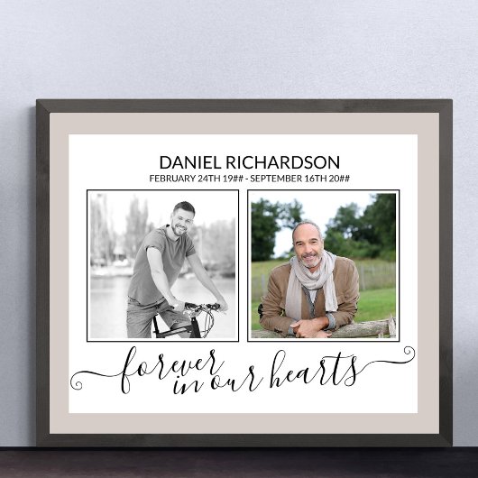 In Love Memory 2 Foto EleganT Script Beerdigung Poster