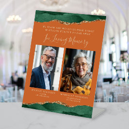 In Love Memory 2 Foto Green Agate Rust Hochzeit Sockelschild