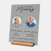 In Love Memory 2 Foto Grüne Gedenkfeier Hochzeit Acrylschild (Winkel)