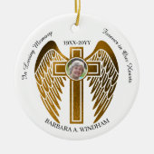 In Love Memory 2 Foto Keepake mit Flügeln kreuzen Keramik Ornament (Vorne)