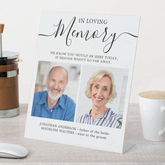 In Love Memory 2 Foto Moderne Gedächtnishochzeit Sockelschild (In Situ)