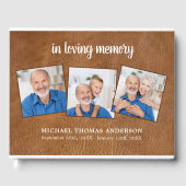 In Love Memory 3 Foto Leder Beerdigung Gästebuch (Vorderseite)