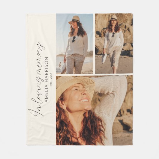 In Love Memory 3 Foto Memorial Keepake Fleecedecke (Vorderseite)