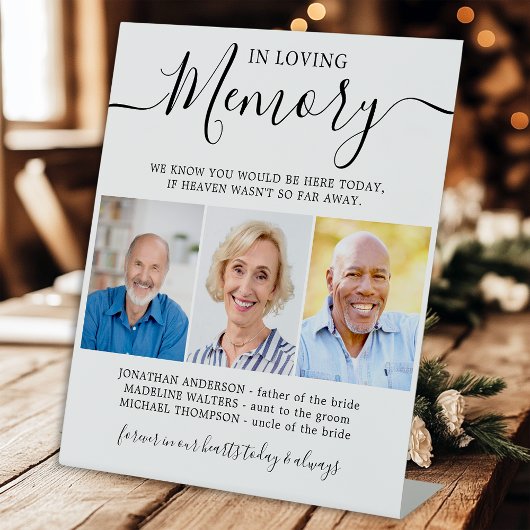 In Love Memory 3 Foto Moderne Gedächtnishochzeit Sockelschild