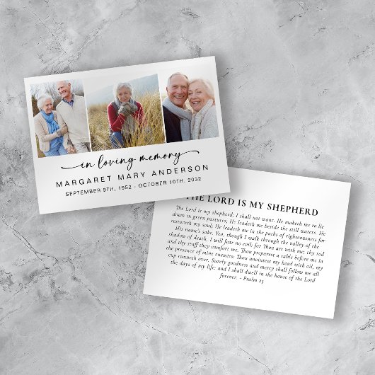 In Love Memory 3 Fotos Beerdigungskarte Visitenkarte