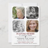 In Love Memory | 4 Foto Collage Beerdigung Einladung (Vorderseite)
