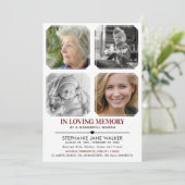 In Love Memory | 4 Foto Collage Beerdigung Einladung (Stehend Vorderseite)