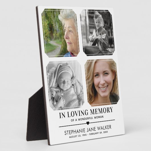 In Love Memory | 4 Foto Collage Beileid Fotoplatte (Seite)
