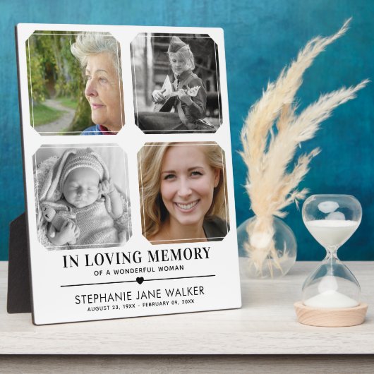 In Love Memory | 4 Foto Collage Beileid Fotoplatte (Seite)