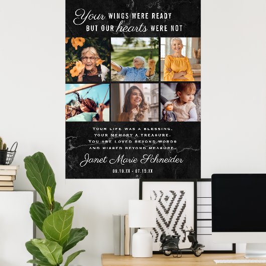 In Love Memory | 6 Foto Collage Beerdigung Poster (Heimbüro)