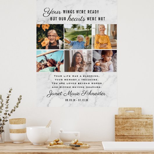 In Love Memory | 6 Foto Collage Beerdigung Poster (Küche)