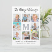 In Love Memory 8 Foto Collage Beerdigung Beileid Dankeskarte (Stehend Vorderseite)
