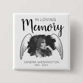 In Love Memory | Angel Wing | Foto Memorial Button (Vorderseite)