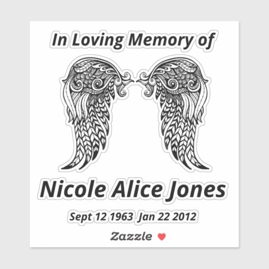 In Love Memory Angel Wings Aufkleber (Blatt)