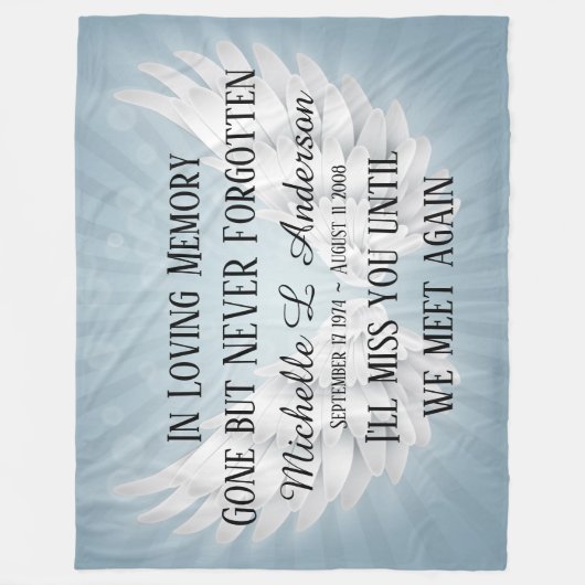 In Love Memory Angel Wings Fleecedecke (Vorderseite)
