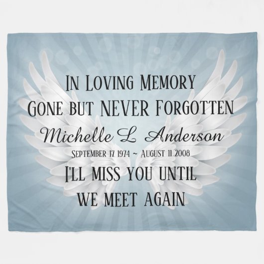 In Love Memory Angel Wings Fleecedecke (Vorderseite (Horizontal))
