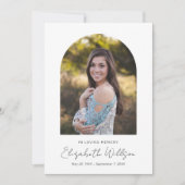 In Love Memory Arch Frame Foto Beerdigung Memorial Einladung (Vorderseite)