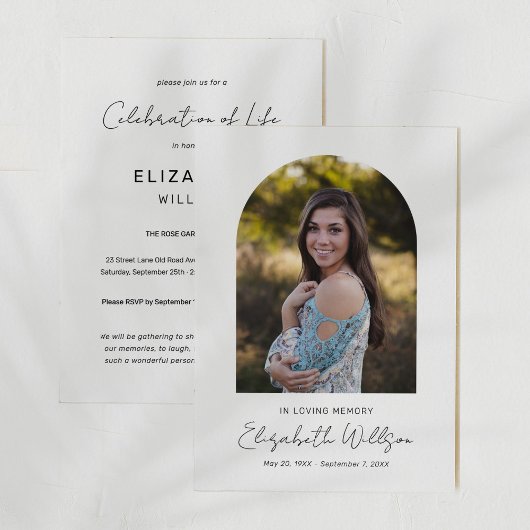 In Love Memory Arch Frame Foto Beerdigung Memorial Einladung