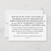 In Love Memory Beerdigung Einladung Handmade (Rückseite)