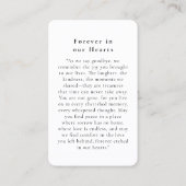 "In Love Memory" Beerdigung Foto Gebet Visitenkarte (Rückseite)