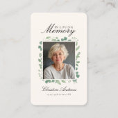 "In Love Memory" Beerdigung Foto Gebet Visitenkarte (Vorderseite)