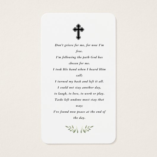 In Love Memory Beerdigung Foto Gebetskarte (Rückseite)