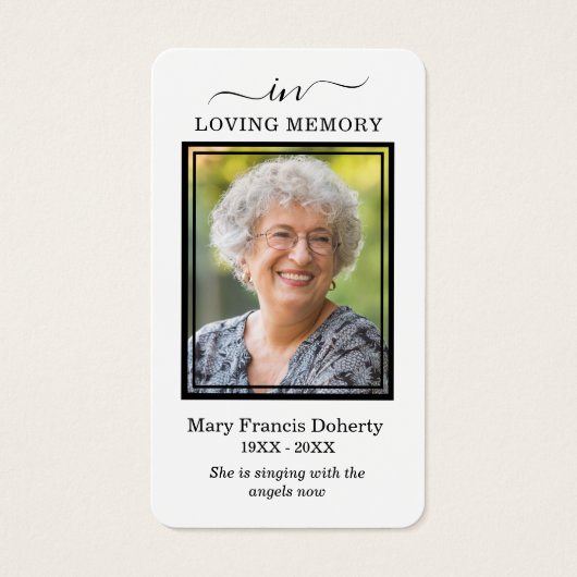 In Love Memory Beerdigung Foto Gebetskarte (Vorderseite)