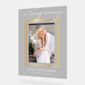 In Love Memory Beerdigung Foto grau verblasste Zei Acrylschild (Winkel)