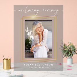 In Love Memory Beerdigung Foto grau verblasste Zei Acrylschild