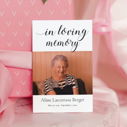 In Love Memory Beerdigung Gebet-Karte mit Foto Begleitkarte