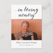 In Love Memory Beerdigung Gebet-Karte mit Foto Begleitkarte (Vorderseite)