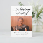 In Love Memory Beerdigung Gebet-Karte mit Foto Begleitkarte (Stehend Vorderseite)
