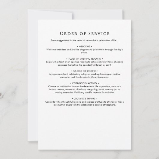 In Love Memory Beerdigung Reihenfolge des Dienstpr Einladung (Rückseite)