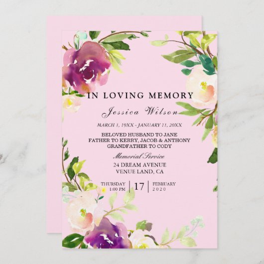 In Love Memory Beerdigung Service-Ibrierung Programm (Vorne/Hinten)