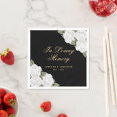 In Love Memory Black and White Floral Beerdigung Serviette (Beispiel)