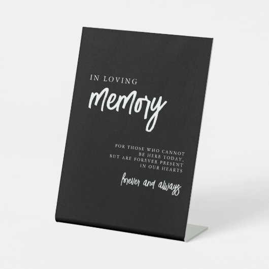 In Love Memory Black and White Wedding Sign Sockelschild (Vorderseite)