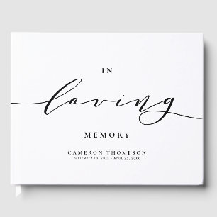 In Love Memory Black Dainty Script Beerdigung Gästebuch