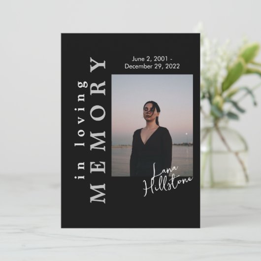 In Love Memory Black Funeral Programm (Stehend Vorderseite)