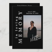 In Love Memory Black Funeral Programm (Vorne/Hinten)