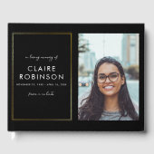 In Love Memory Black & Gold Foto Script Beerdigung Gästebuch (Vorderseite)