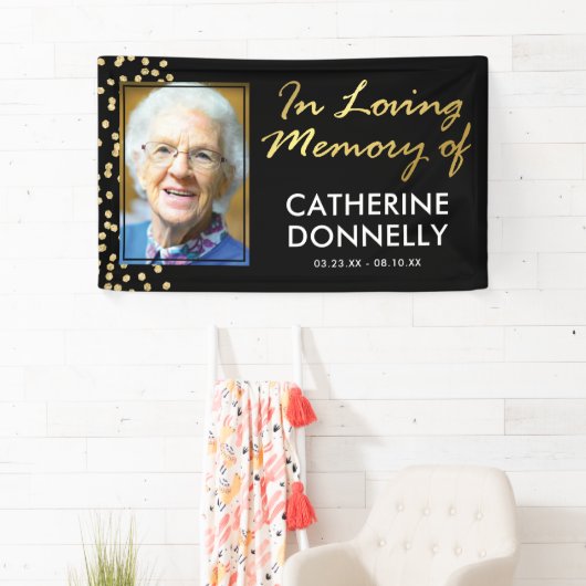 In Love Memory | Black Gold Memorial Foto Banner (Insitu)