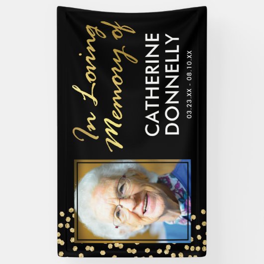 In Love Memory | Black Gold Memorial Foto Banner (Vertikal)