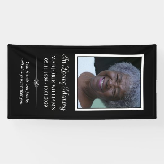 In Love Memory Black & White Foto Grave Cover Banner (Horizontal)